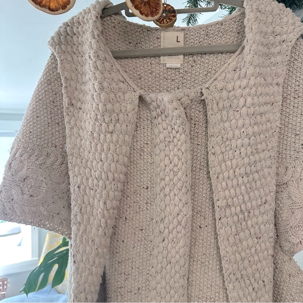 Anthropologie Far Away From Close - Cozy Hooded Short Sleeved Knit Sweater - Picture 4 of 9